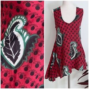 Sustainable Brand SUNO African Pattern Fruits Floral Asymmetrical Blouse Tunic S